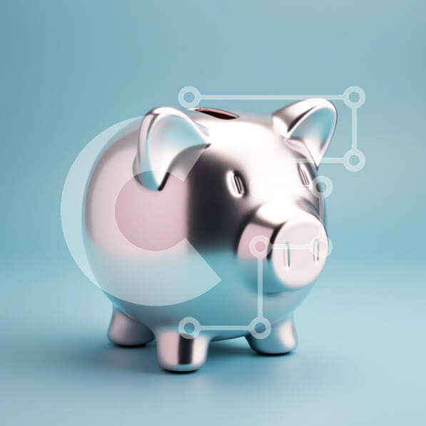 Intra Συλλεκτικό Ξύλινο Παζλ Plywood  4mm - Γυαλιστερός μεταλλικός κουμπαράς σε μπλε φόντο Σε Ξύλινο Κουτί - Διαστάσεις: 10x10 cm – 25 κομμάτια