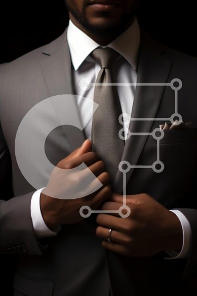 Intra Συλλεκτικό Ξύλινο Παζλ Plywood  4mm - Κομψός άνδρας με γκρι κοστούμι που ρυθμίζει τη γραβάτα Σε Ξύλινο Κουτί - Διαστάσεις Puzzle: 10x10 cm – 25 κομμάτια