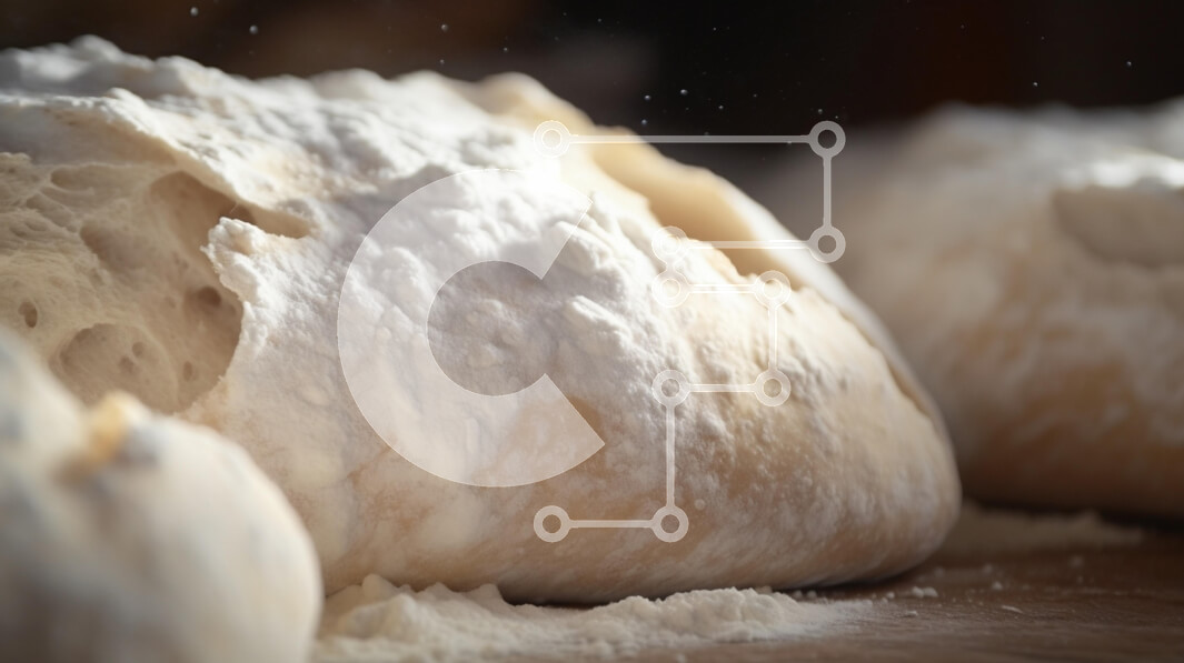 Σετ των 2 Intra Συλλεκτικό Ξύλινο Παζλ Plywood  4mm - Κοντινό πλάνο της αλευρωμένης ζύμης σε ξύλινη επιφάνεια Σε Ξύλινο Κουτί - Διαστάσεις: 10x10 cm – 25 κομμάτια