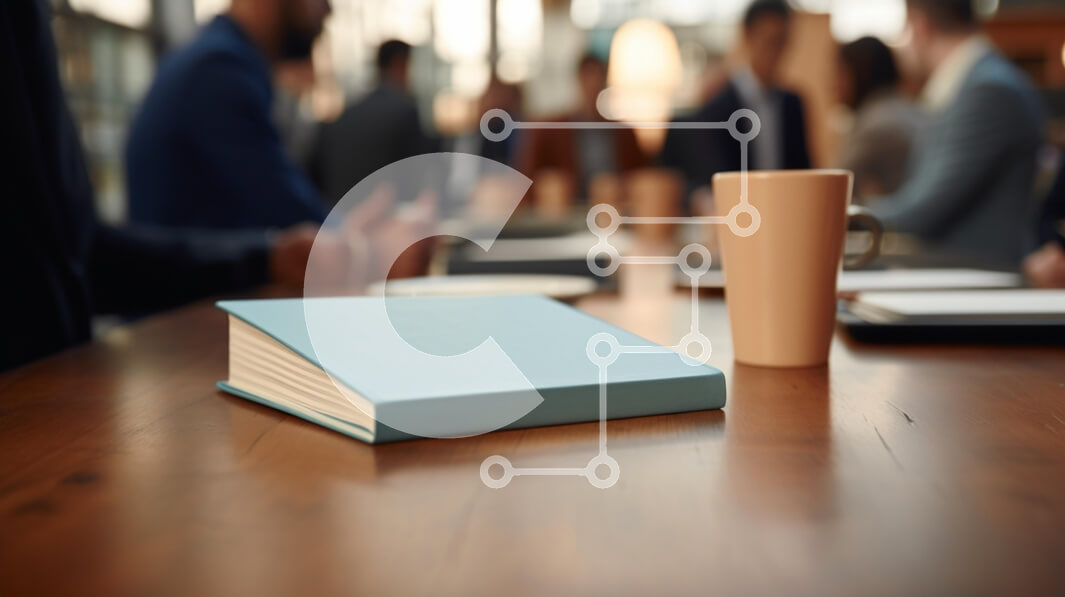 Intra Συλλεκτικό Ξύλινο Παζλ Plywood  4mm - Μοντέρνος χώρος συσκέψεων με βιβλίο και κούπα καφέ Σε Ξύλινο Κουτί - Διαστάσεις Puzzle: 10x10 cm – 25 κομμάτια