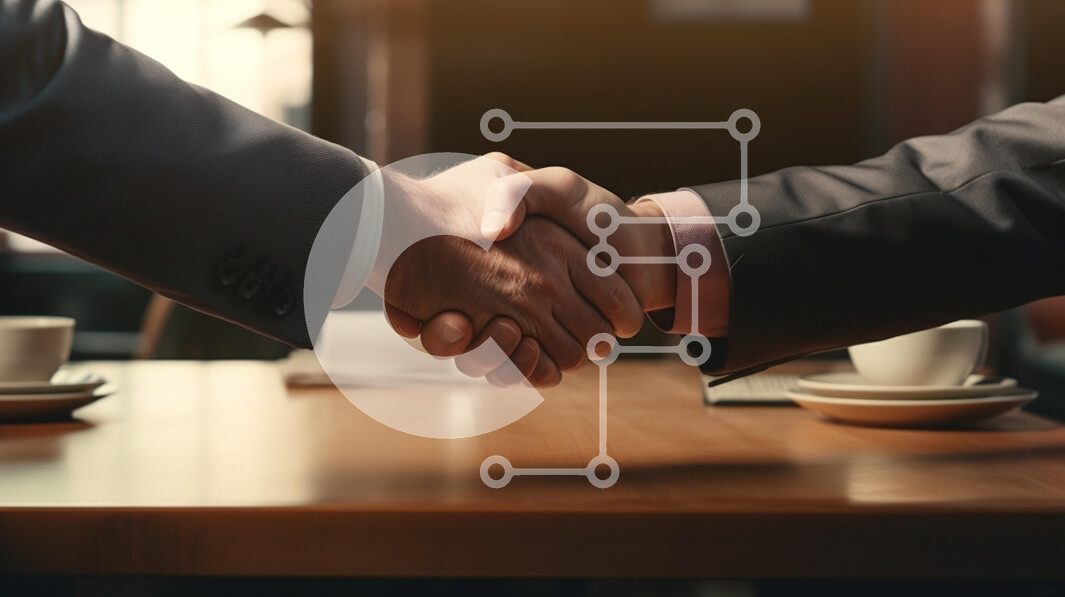 Intra Συλλεκτικό Ξύλινο Παζλ Plywood  4mm - Χειραψία που συμβολίζει την επιχειρηματική συμφωνία Σε Ξύλινο Κουτί - Διαστάσεις Puzzle: 10x10 cm – 25 κομμάτια