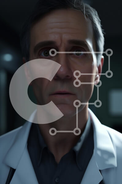 Intra Συλλεκτικό Ξύλινο Παζλ Plywood  4mm - Ανησυχημένος άνδρας γιατρός σε κλινικό περιβάλλον Σε Ξύλινο Κουτί - Διαστάσεις Puzzle: 10x10 cm – 25 κομμάτια