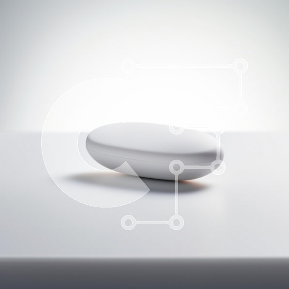 Intra Συλλεκτικό Ξύλινο Παζλ Plywood  4mm - Μινιμαλιστικό λευκό οβάλ αντικείμενο σε λεία επιφάνεια Σε Ξύλινο Κουτί - Διαστάσεις: 10x10 cm – 25 κομμάτια