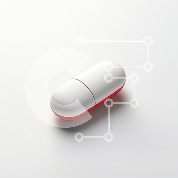 Intra Συλλεκτικό Ξύλινο Παζλ Plywood  4mm - Λευκή και κόκκινη κάψουλα σε ανοιχτόχρωμο φόντο Σε Ξύλινο Κουτί - Διαστάσεις: 10x10 cm – 25 κομμάτια