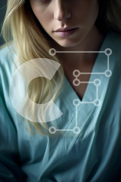 Intra Συλλεκτικό Ξύλινο Παζλ Plywood  4mm - Στοχαστική γυναίκα με ιατρικό ένδυμα Σε Ξύλινο Κουτί - Διαστάσεις Puzzle: 10x10 cm – 25 κομμάτια