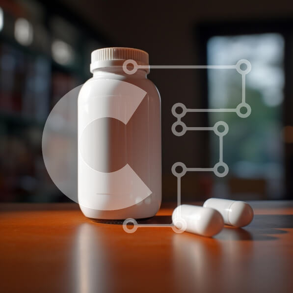 Intra Συλλεκτικό Ξύλινο Παζλ Plywood  4mm - Λευκό μπουκάλι κάψουλας σε ξύλινη επιφάνεια Σε Ξύλινο Κουτί - Διαστάσεις Puzzle: 10x10 cm – 25 κομμάτια