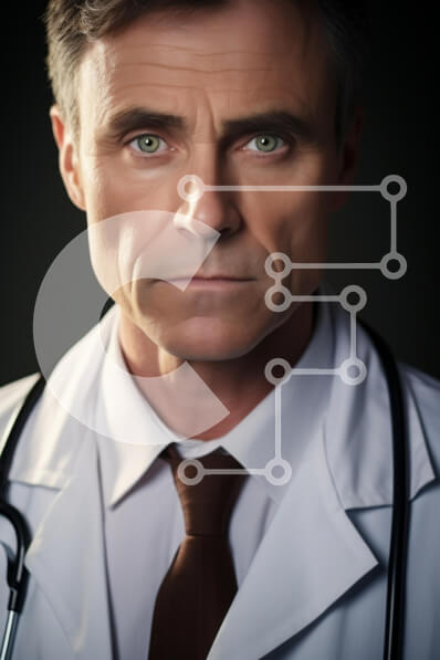 Intra Συλλεκτικό Ξύλινο Παζλ Plywood  4mm - Σοβαρό πορτρέτο αρσενικού γιατρού Σε Ξύλινο Κουτί - Διαστάσεις Puzzle: 10x10 cm – 25 κομμάτια