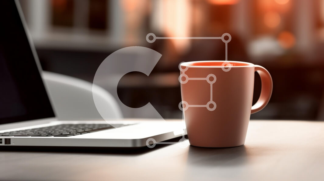 Intra Συλλεκτικό Ξύλινο Παζλ Plywood  4mm - Άνετος χώρος εργασίας με φορητό υπολογιστή και κούπα καφέ Σε Ξύλινο Κουτί - Διαστάσεις Puzzle: 10x10 cm – 25 κομμάτια