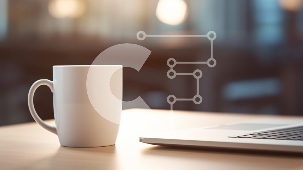 Intra Συλλεκτικό Ξύλινο Παζλ Plywood  4mm - Κούπα καφέ και φορητό υπολογιστή σε ξύλινο τραπέζι Σε Ξύλινο Κουτί - Διαστάσεις: 10x10 cm – 25 κομμάτια