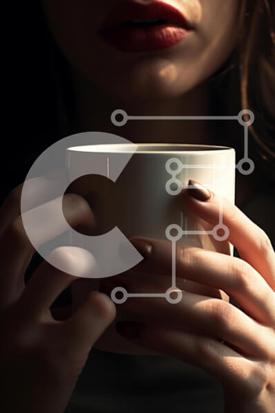 Intra Συλλεκτικό Ξύλινο Παζλ Plywood  4mm - Κοντινό πλάνο των χεριών που κρατούν ένα λευκό κύπελλο Σε Ξύλινο Κουτί - Διαστάσεις Puzzle: 10x10 cm – 25 κομμάτια