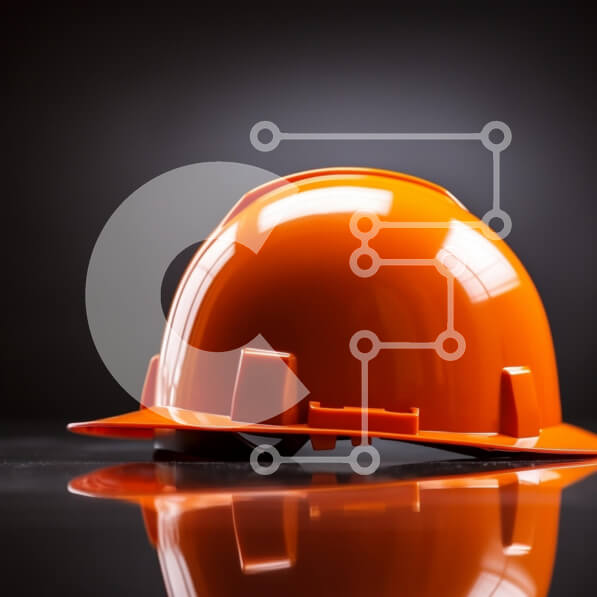 Intra Συλλεκτικό Ξύλινο Παζλ Plywood  4mm - Πορτοκαλί κράνος ασφαλείας σε ανακλαστική επιφάνεια Σε Ξύλινο Κουτί - Διαστάσεις Puzzle: 10x10 cm – 25 κομμάτια