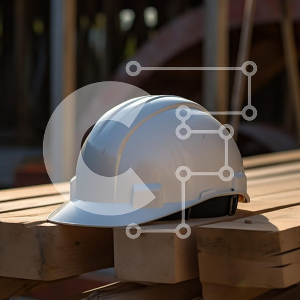 Intra Συλλεκτικό Ξύλινο Παζλ Plywood  4mm - Λευκό σκληρό καπέλο σε ξύλινα δοκάρια στο εργοτάξιο Σε Ξύλινο Κουτί - Διαστάσεις Puzzle: 10x10 cm – 25 κομμάτια