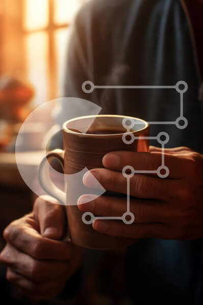 Σετ των 2 Intra Συλλεκτικό Ξύλινο Παζλ Plywood  4mm - Ζεστή στιγμή με ένα φλιτζάνι καφέ Σε Ξύλινο Κουτί - Διαστάσεις: 10x10 cm – 25 κομμάτια