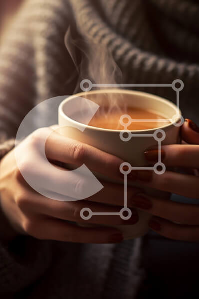 Σετ των 2 Intra Συλλεκτικό Ξύλινο Παζλ Plywood  4mm - Ζεστή στιγμή με ένα φλιτζάνι καφέ στον ατμό Σε Ξύλινο Κουτί - Διαστάσεις: 10x10 cm – 25 κομμάτια