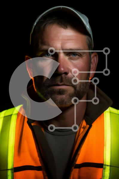 Intra Συλλεκτικό Ξύλινο Παζλ Plywood  4mm - Πορτρέτο ενός εργαζόμενου με γιλέκο ασφαλείας Σε Ξύλινο Κουτί - Διαστάσεις Puzzle: 10x10 cm – 25 κομμάτια