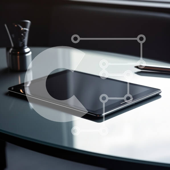 Intra Συλλεκτικό Ξύλινο Παζλ Plywood  4mm - Σύγχρονος χώρος εργασίας με tablet και στυλό Σε Ξύλινο Κουτί - Διαστάσεις: 10x10 cm – 25 κομμάτια