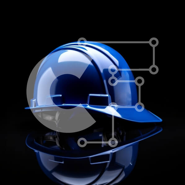 Intra Συλλεκτικό Ξύλινο Παζλ Plywood  4mm - Μπλε σκληρό καπέλο σε ανακλαστική επιφάνεια Σε Ξύλινο Κουτί - Διαστάσεις Puzzle: 10x10 cm – 25 κομμάτια