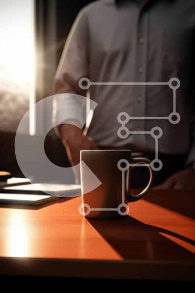 Intra Συλλεκτικό Ξύλινο Παζλ Plywood  4mm - Πρωινός καφές στο γραφείο Σε Ξύλινο Κουτί - Διαστάσεις Puzzle: 10x10 cm – 25 κομμάτια