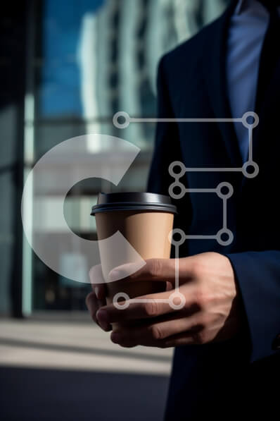 Intra Συλλεκτικό Ξύλινο Παζλ Plywood  4mm - Επαγγελματίας με καφέ σε αστικό περιβάλλον Σε Ξύλινο Κουτί - Διαστάσεις Puzzle: 10x10 cm – 25 κομμάτια