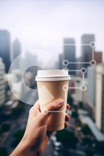 Σετ των 2 Intra Συλλεκτικό Ξύλινο Παζλ Plywood  4mm - Φλιτζάνι καφέ σε αστικό περιβάλλον Σε Ξύλινο Κουτί - Διαστάσεις: 10x10 cm – 25 κομμάτια