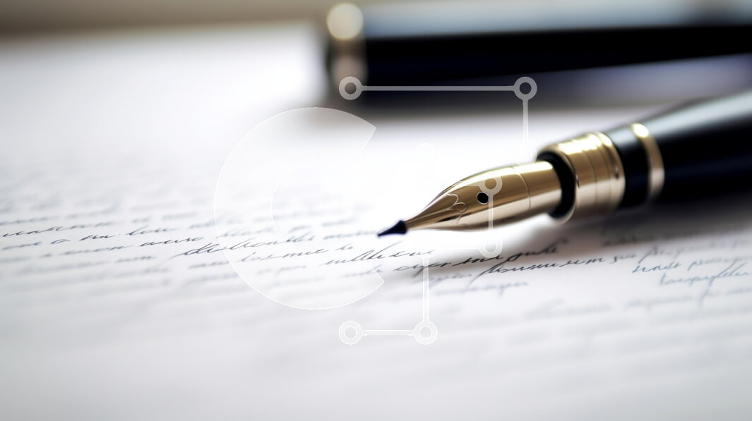 Intra Συλλεκτικό Ξύλινο Παζλ Plywood  4mm - Κοντινό πλάνο ενός στυλό σε χειρόγραφο χαρτί Σε Ξύλινο Κουτί - Διαστάσεις: 10x10 cm – 25 κομμάτια