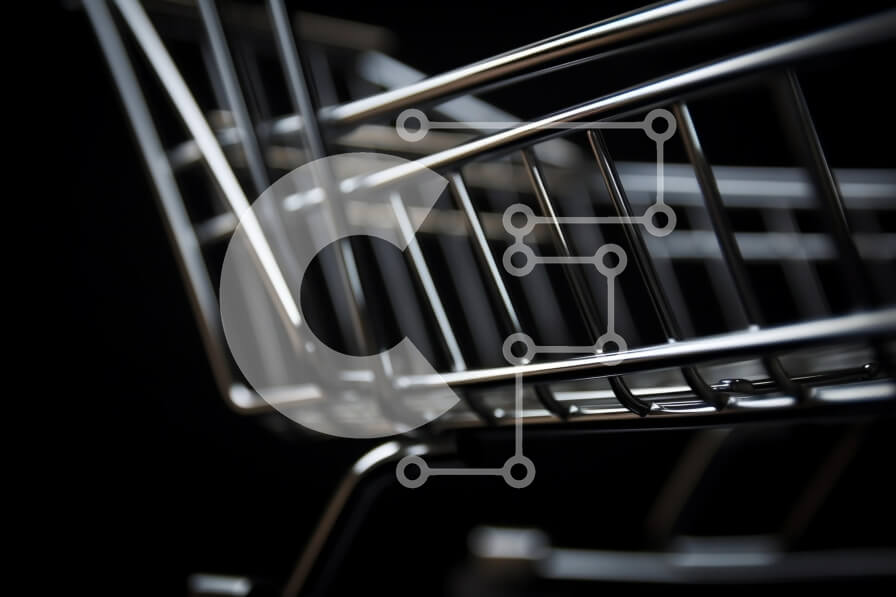 Intra Συλλεκτικό Ξύλινο Παζλ Plywood  4mm - Κοντινό πλάνο ενός μεταλλικού καλάθι αγορών Σε Ξύλινο Κουτί - Διαστάσεις: 10x10 cm – 25 κομμάτια