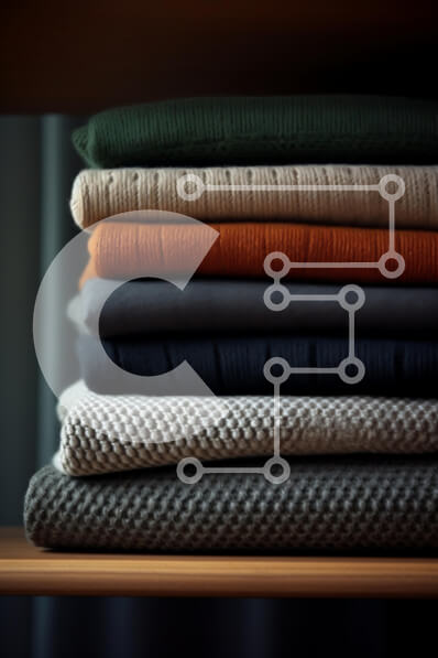 Intra Συλλεκτικό Ξύλινο Παζλ Plywood  4mm - Στοίβα από πολύχρωμα πουλόβερ σε ένα ξύλινο ράφι Σε Ξύλινο Κουτί - Διαστάσεις Puzzle: 10x10 cm – 25 κομμάτια