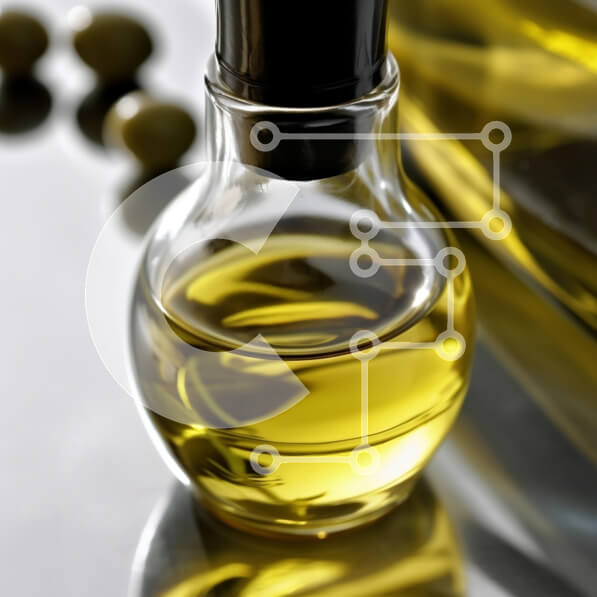 Σετ των 2 Intra Συλλεκτικό Ξύλινο Παζλ Plywood  4mm - Γυάλινο μπουκάλι ελαιόλαδο με πράσινες ελιές στο φόντο Σε Ξύλινο Κουτί - Διαστάσεις: 10x10 cm – 25 κομμάτια