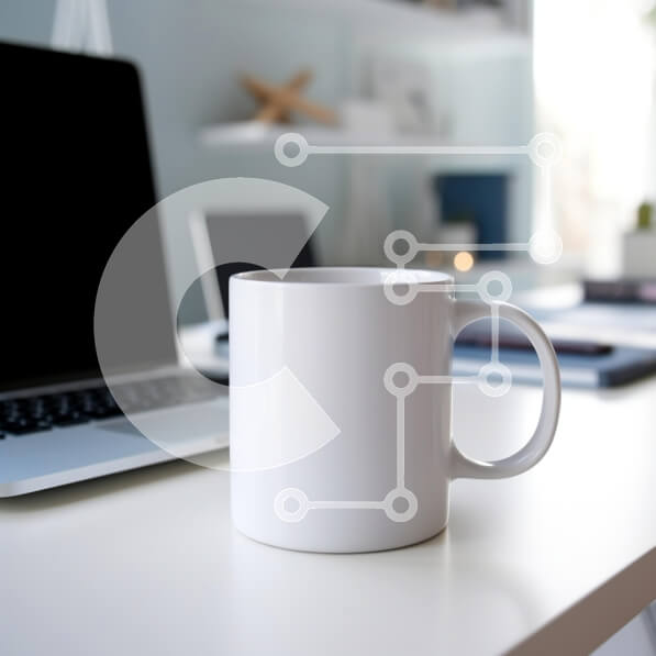 Intra Συλλεκτικό Ξύλινο Παζλ Plywood  4mm - Μοντέρνος χώρος εργασίας με λευκή κούπα Σε Ξύλινο Κουτί - Διαστάσεις Puzzle: 10x10 cm – 25 κομμάτια