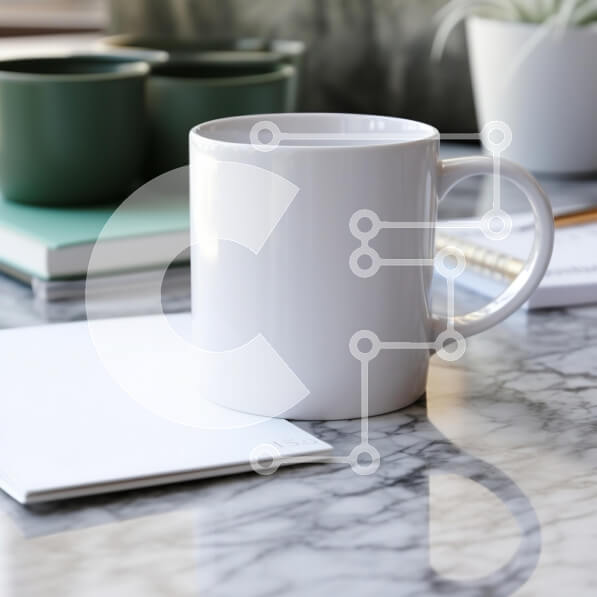 Intra Συλλεκτικό Ξύλινο Παζλ Plywood  4mm - Λευκή κούπα σε μαρμάρινο τραπέζι Σε Ξύλινο Κουτί - Διαστάσεις Puzzle: 10x10 cm – 25 κομμάτια