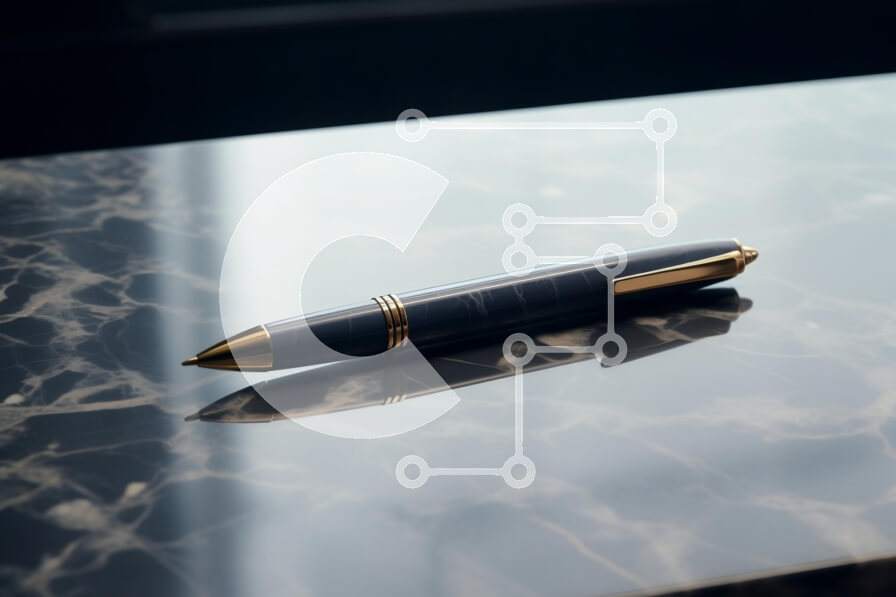 Intra Συλλεκτικό Ξύλινο Παζλ Plywood  4mm - Κομψό στυλό σε μαρμάρινη επιφάνεια Σε Ξύλινο Κουτί - Διαστάσεις: 10x10 cm – 25 κομμάτια