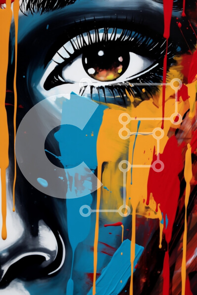 Intra Συλλεκτικό Ξύλινο Παζλ Plywood  4mm - Αφηρημένη ζωγραφική ματιών με σταγόνες χρώματος Σε Ξύλινο Κουτί - Διαστάσεις Puzzle: 10x10 cm – 25 κομμάτια