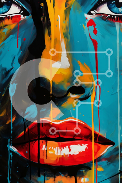 Intra Συλλεκτικό Ξύλινο Παζλ Plywood  4mm - Αφηρημένο έργο τέχνης προσώπου με έντονα χρώματα Σε Ξύλινο Κουτί - Διαστάσεις Puzzle: 10x10 cm – 25 κομμάτια