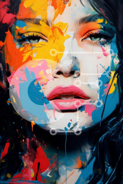 Intra Συλλεκτικό Ξύλινο Παζλ Plywood  4mm - Αφηρημένο πορτρέτο με ζωηρό χρώμα Σε Ξύλινο Κουτί - Διαστάσεις Puzzle: 10x10 cm – 25 κομμάτια