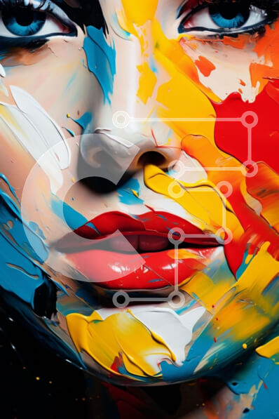 Intra Συλλεκτικό Ξύλινο Παζλ Plywood  4mm - Αφηρημένο πορτρέτο με ζωηρά χρώματα Σε Ξύλινο Κουτί - Διαστάσεις Puzzle: 10x10 cm – 25 κομμάτια