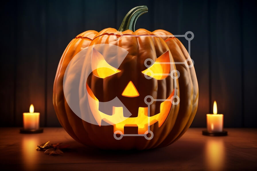 Intra Συλλεκτικό Ξύλινο Παζλ Plywood  4mm - Λαμπερό Jack-o'-φανάρι για το Halloween Σε Ξύλινο Κουτί - Διαστάσεις: 10x10 cm – 25 κομμάτια