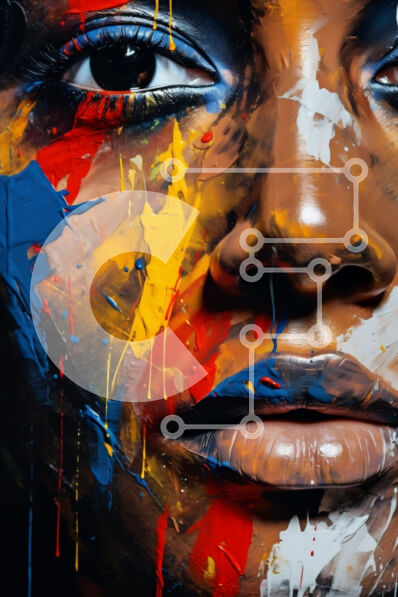 Intra Συλλεκτικό Ξύλινο Παζλ Plywood  4mm - Καλλιτεχνικό πρόσωπο με πιτσιλιές χρωμάτων Σε Ξύλινο Κουτί - Διαστάσεις Puzzle: 10x10 cm – 25 κομμάτια