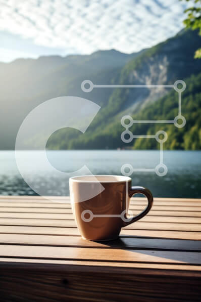 Σετ των 2 Intra Συλλεκτικό Ξύλινο Παζλ Plywood  4mm - Γαλήνια δίπλα στη λίμνη με φλιτζάνι καφέ Σε Ξύλινο Κουτί - Διαστάσεις: 10x10 cm – 25 κομμάτια