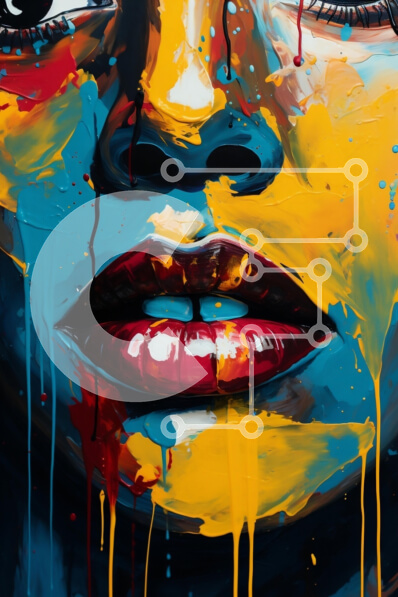 Intra Συλλεκτικό Ξύλινο Παζλ Plywood  4mm - Αφηρημένο πορτρέτο με έντονα χρώματα Σε Ξύλινο Κουτί - Διαστάσεις Puzzle: 10x10 cm – 25 κομμάτια