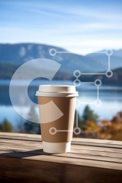 Σετ των 2 Intra Συλλεκτικό Ξύλινο Παζλ Plywood  4mm - Φλιτζάνι καφέ με θέα στο βουνό και στη λίμνη Σε Ξύλινο Κουτί - Διαστάσεις: 10x10 cm – 25 κομμάτια