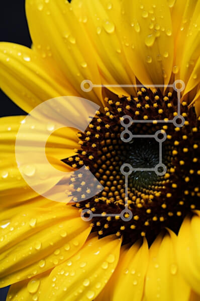 Σετ των 2 Intra Συλλεκτικό Ξύλινο Παζλ Plywood  4mm - Κοντινό πλάνο ενός ποτισμένου με νερό ηλίανθου Σε Ξύλινο Κουτί - Διαστάσεις: 10x10 cm – 25 κομμάτια