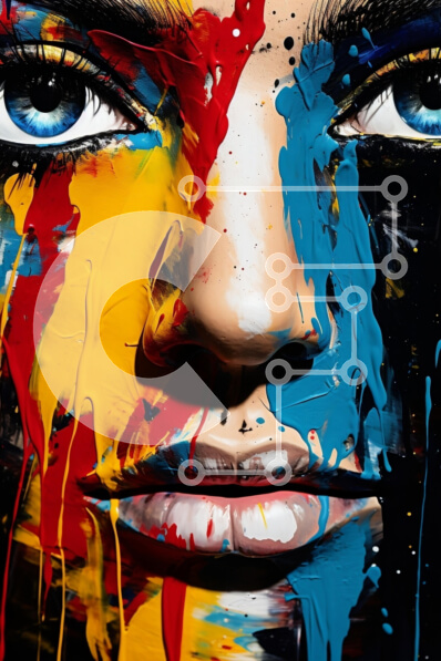 Intra Συλλεκτικό Ξύλινο Παζλ Plywood  4mm - Αφηρημένη τέχνη προσώπου με πολύχρωμο χρώμα Σε Ξύλινο Κουτί - Διαστάσεις Puzzle: 10x10 cm – 25 κομμάτια