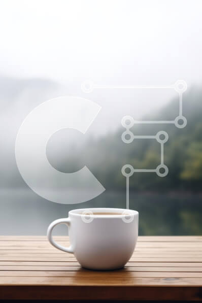 Σετ των 2 Intra Συλλεκτικό Ξύλινο Παζλ Plywood  4mm - Φλιτζάνι καφέ σε ένα ομιχλώδες τοπίο Σε Ξύλινο Κουτί - Διαστάσεις: 10x10 cm – 25 κομμάτια