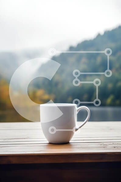 Σετ των 2 Intra Συλλεκτικό Ξύλινο Παζλ Plywood  4mm - Αχνιστή κούπα που παραβλέπεται από τα βουνά Σε Ξύλινο Κουτί - Διαστάσεις: 10x10 cm – 25 κομμάτια