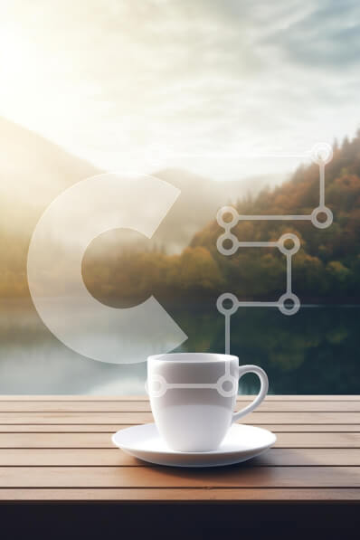 Σετ των 2 Intra Συλλεκτικό Ξύλινο Παζλ Plywood  4mm - Φλιτζάνι καφέ δίπλα στη λίμνη Σε Ξύλινο Κουτί - Διαστάσεις: 10x10 cm – 25 κομμάτια