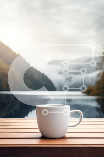 Σετ των 2 Intra Συλλεκτικό Ξύλινο Παζλ Plywood  4mm - Πρωινή γαλήνη με μια κούπα δίπλα στη λίμνη Σε Ξύλινο Κουτί - Διαστάσεις: 10x10 cm – 25 κομμάτια