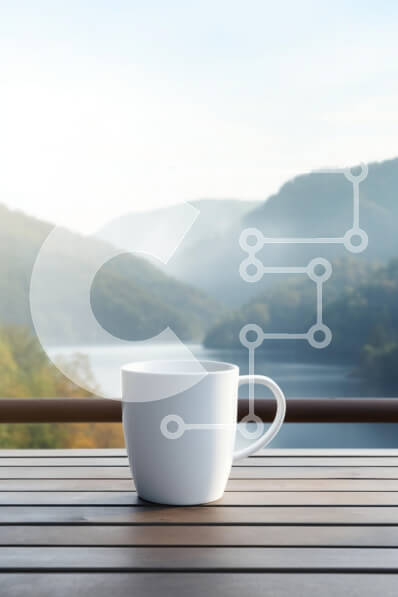 Σετ των 2 Intra Συλλεκτικό Ξύλινο Παζλ Plywood  4mm - Γαλήνιο τοπίο με κούπα Σε Ξύλινο Κουτί - Διαστάσεις: 10x10 cm – 25 κομμάτια