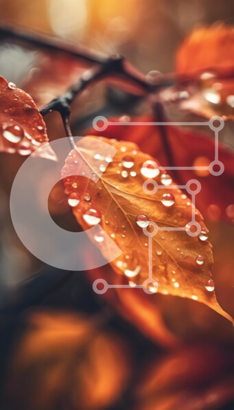 Σετ των 2 Intra Συλλεκτικό Ξύλινο Παζλ Plywood  4mm - Φθινοπωρινά φύλλα με σταγόνες νερού Σε Ξύλινο Κουτί - Διαστάσεις: 10x10 cm – 25 κομμάτια