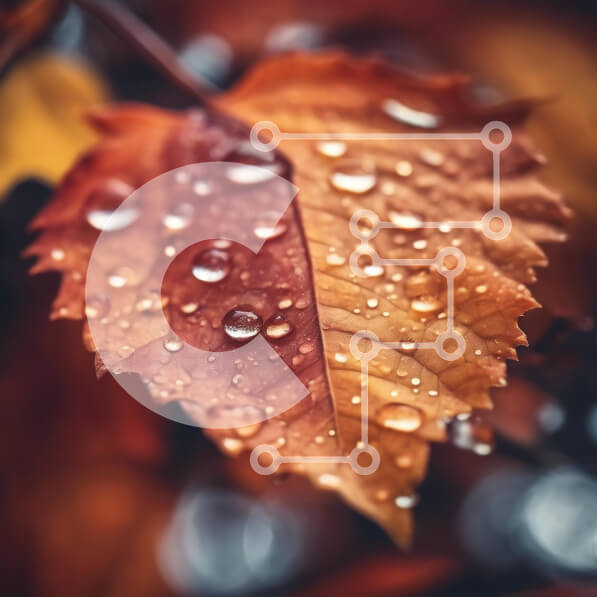 Intra Συλλεκτικό Ξύλινο Παζλ Plywood  4mm - Κοντινό πλάνο ενός φύλλου καλυμμένου με σταγόνες νερού Σε Ξύλινο Κουτί - Διαστάσεις: 10x10 cm – 25 κομμάτια