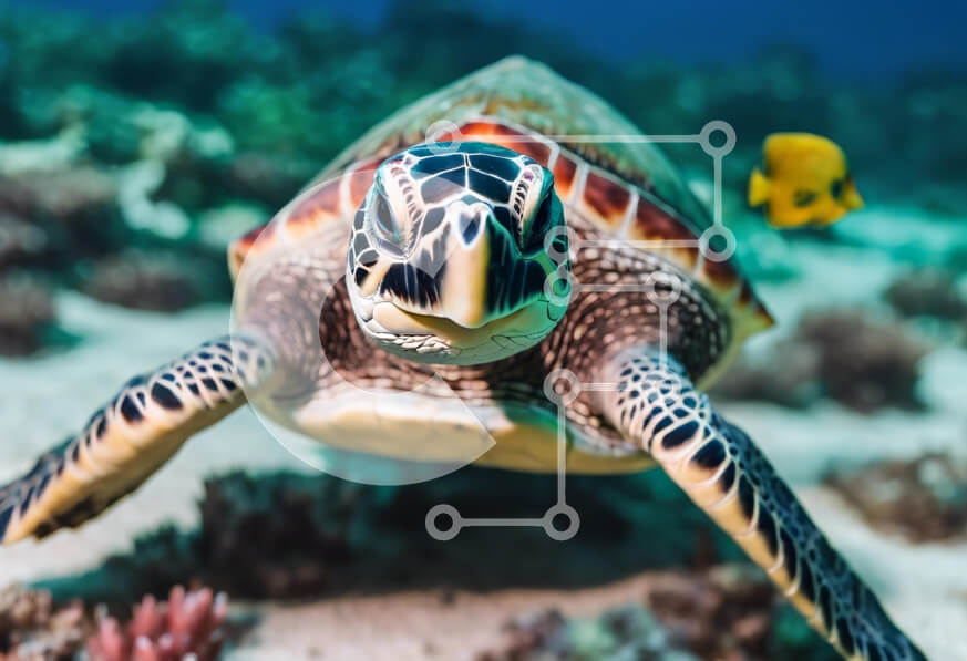 Σετ των 2 Intra Συλλεκτικό Ξύλινο Παζλ Plywood  4mm - Υποβρύχια θαλάσσια χελώνα Σε Ξύλινο Κουτί - Διαστάσεις: 10x10 cm – 25 κομμάτια